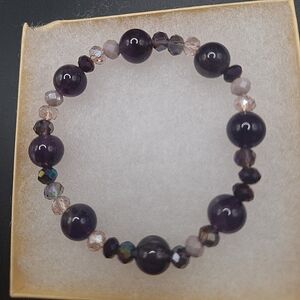 LOVELY HANDMADE AMETHYST  AND CRYSTAL BRACELET